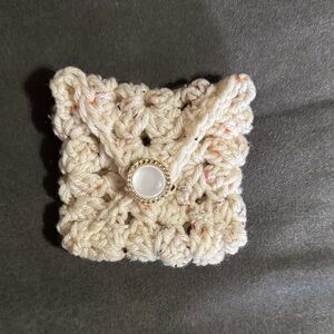 Elegant Cream Crochet Pouch